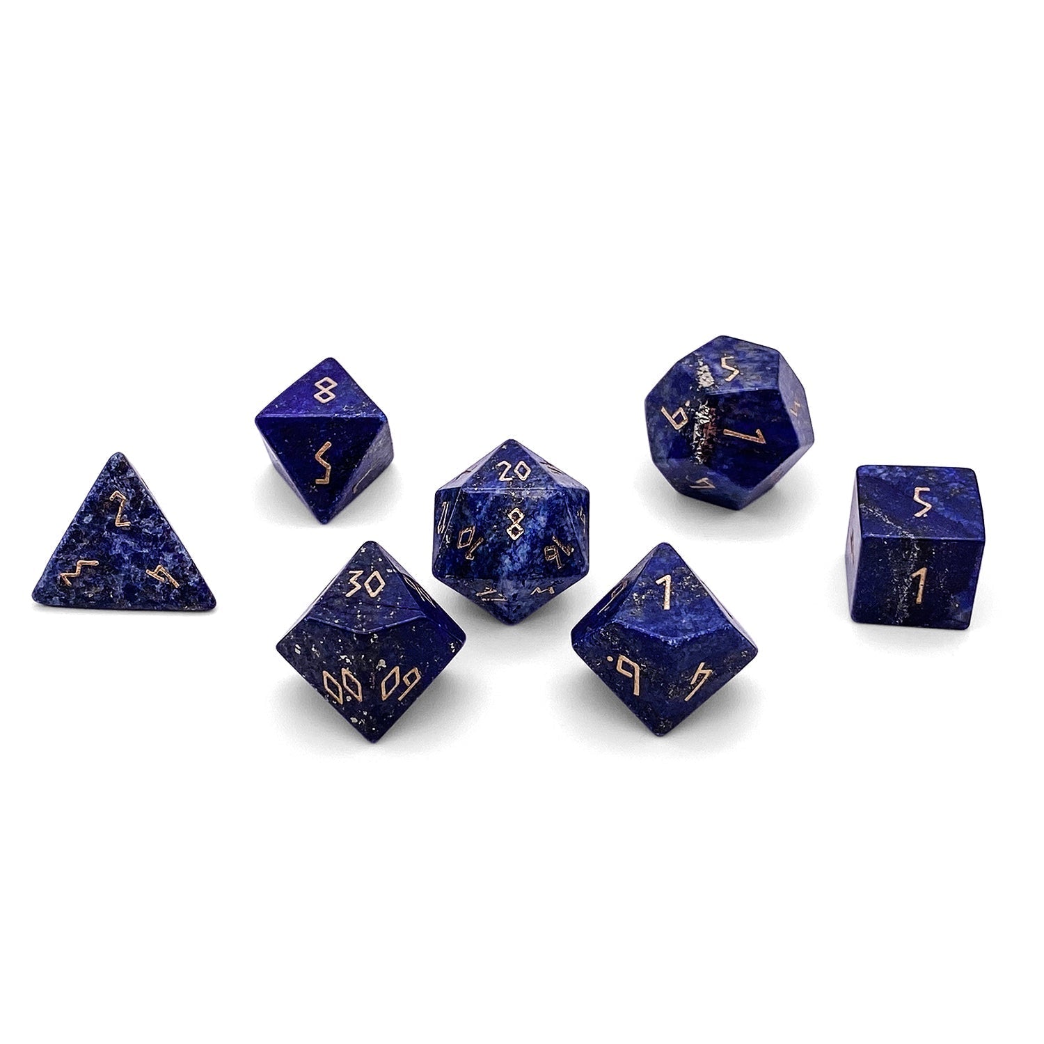 Lapis Lazuli - 7 Piece RPG Set Gemstone Dice-Gemstone Dice-Norse Foundry-Gemstone Dice-Dungeons and Dragons Dice-Gem Dice-DND Dice-Gaming Dice-Perfect for Tabletop RPGs-Dice Set