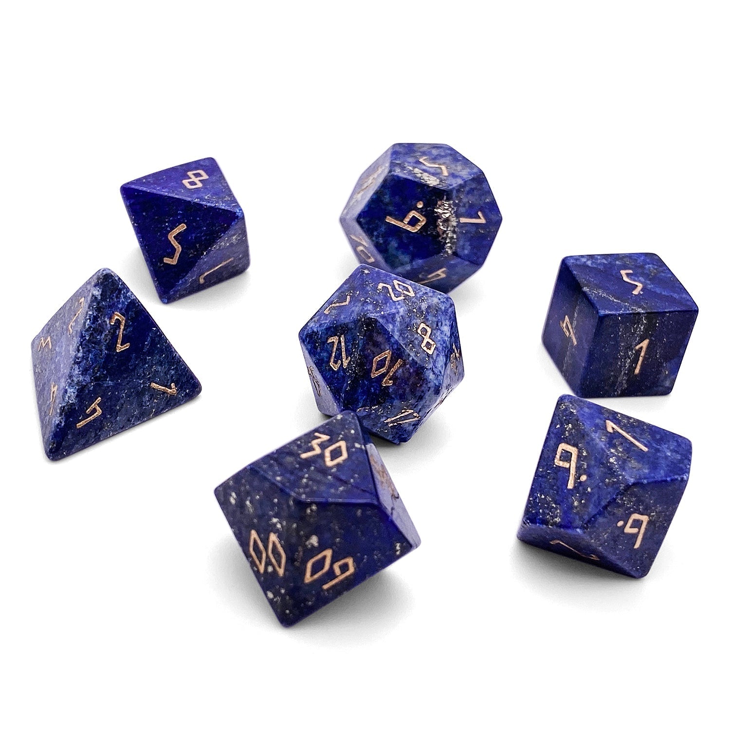 Lapis Lazuli - 7 Piece RPG Set Gemstone Dice-Gemstone Dice-Norse Foundry-Gemstone Dice-Dungeons and Dragons Dice-Gem Dice-DND Dice-Gaming Dice-Perfect for Tabletop RPGs-Dice Set