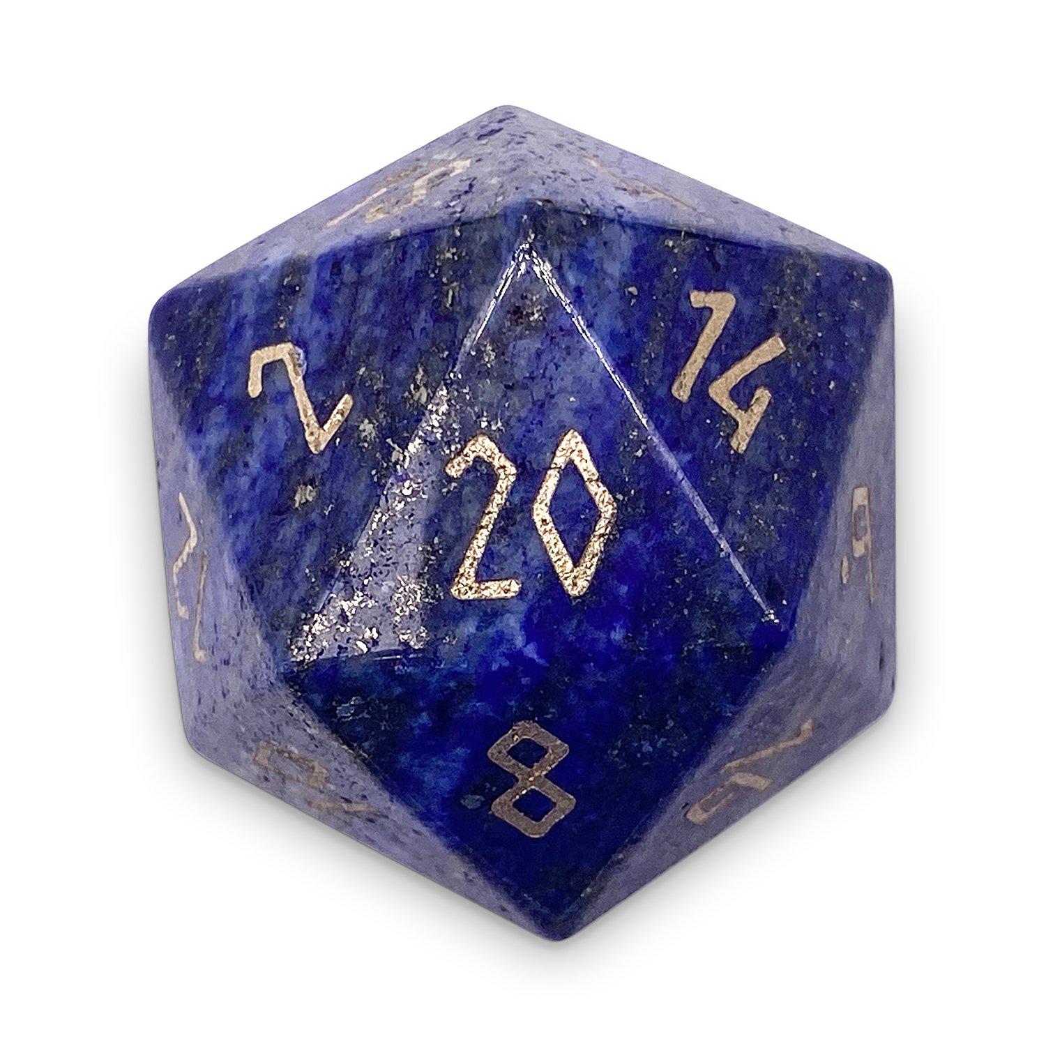 Lapis Lazuli - Boulder® 30mm Gemstone Dice-Boulder-Norse Foundry-Dungeons and Dragons Dice-Gem Dice-D20-Gemstone D20-Collectible D20 Dice-Giant D20 for DnD