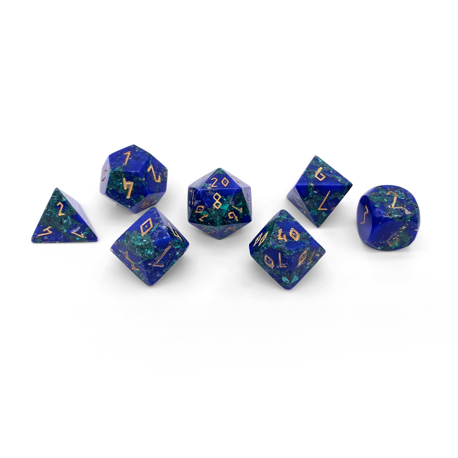 Lapis Lazuli - 7 Piece RPG Set Gemstone Dice - Norse Foundry