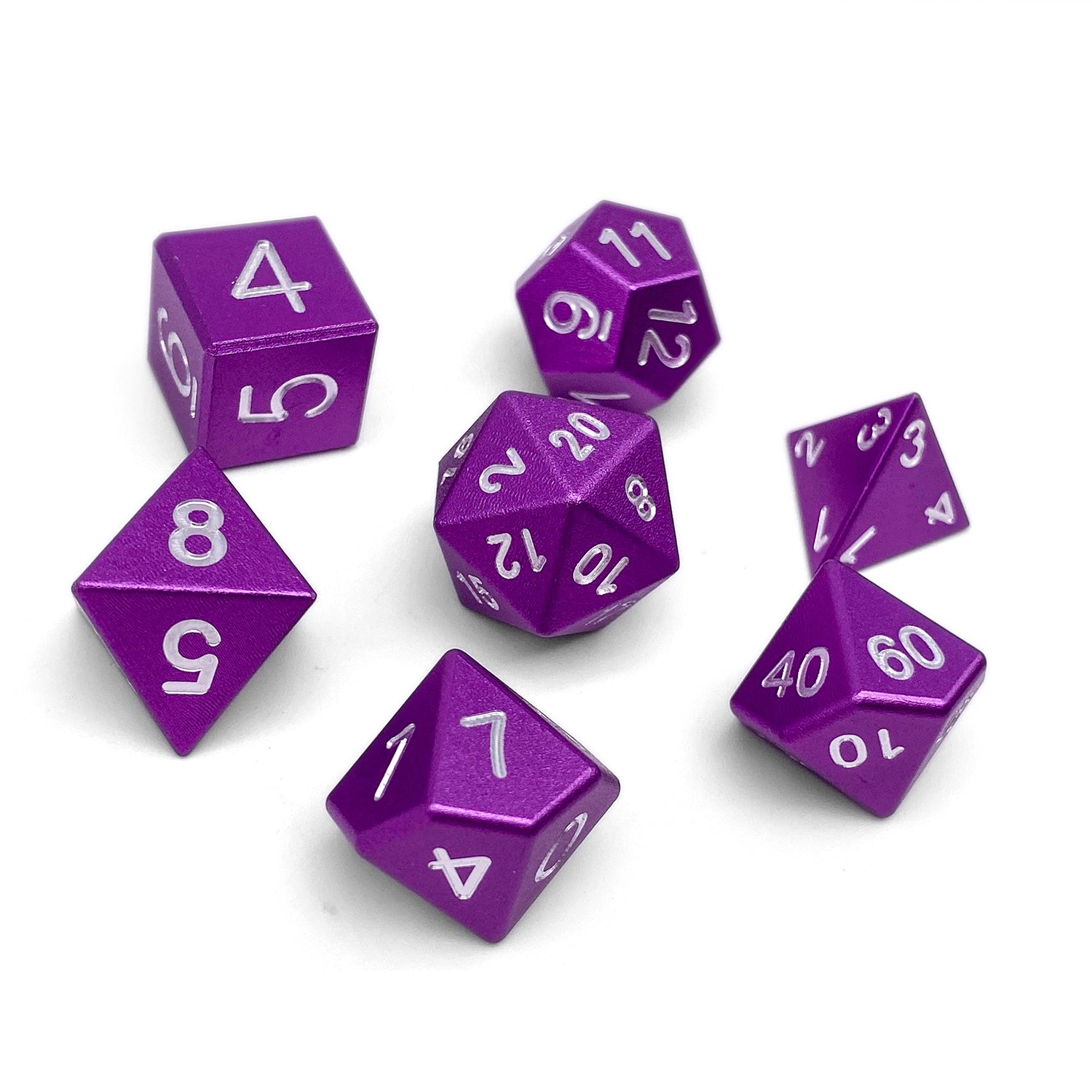 Lich Purple - 7 Piece RPG Set 6063 Aluminum Dice - Regular Font