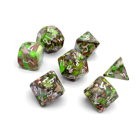 Lime Green Imperial Jasper - 7 Piece RPG Set TruStone Dice