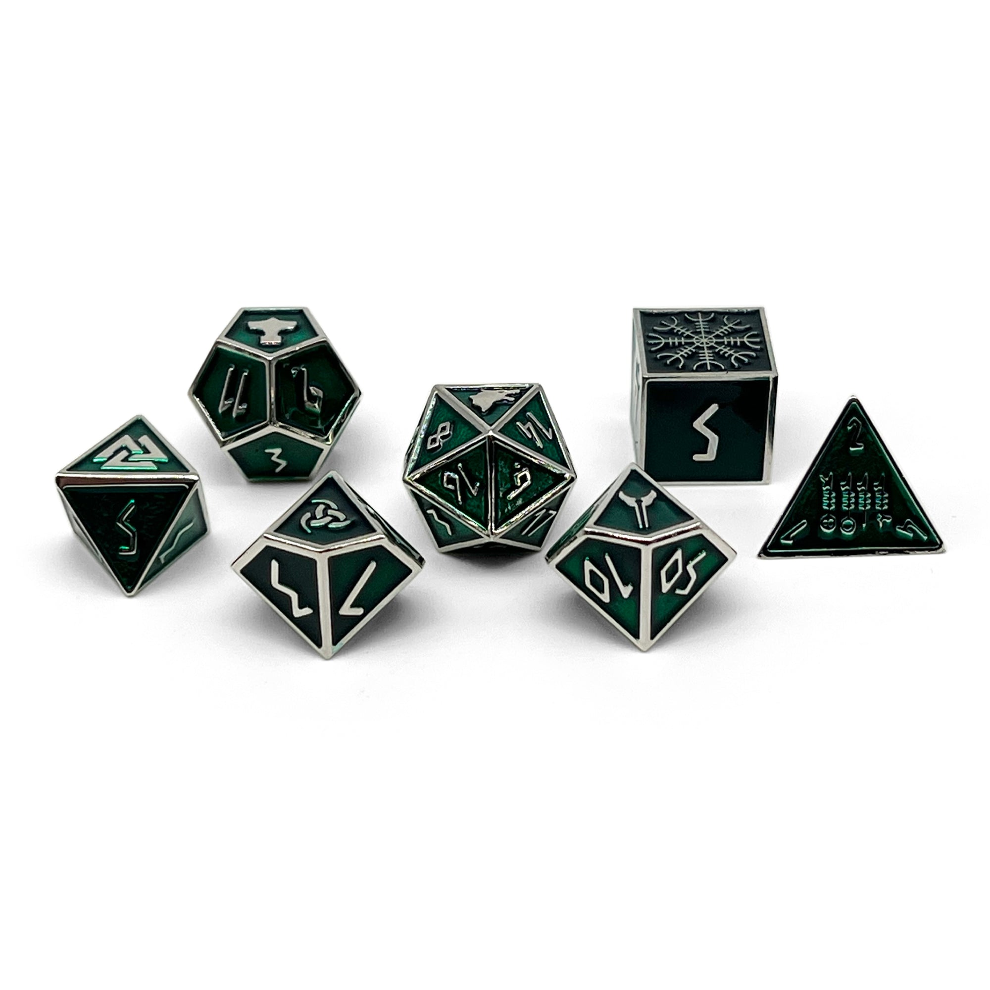Loki TM- Norse Themed Metal Dice Set-Zinc Alloy Dice-Norse Foundry-Dungeons and Dragons-DND Dice-D20-Metal Dice Set-DND-DND Metal Dice Set-Perfect for Tabletop RPGs