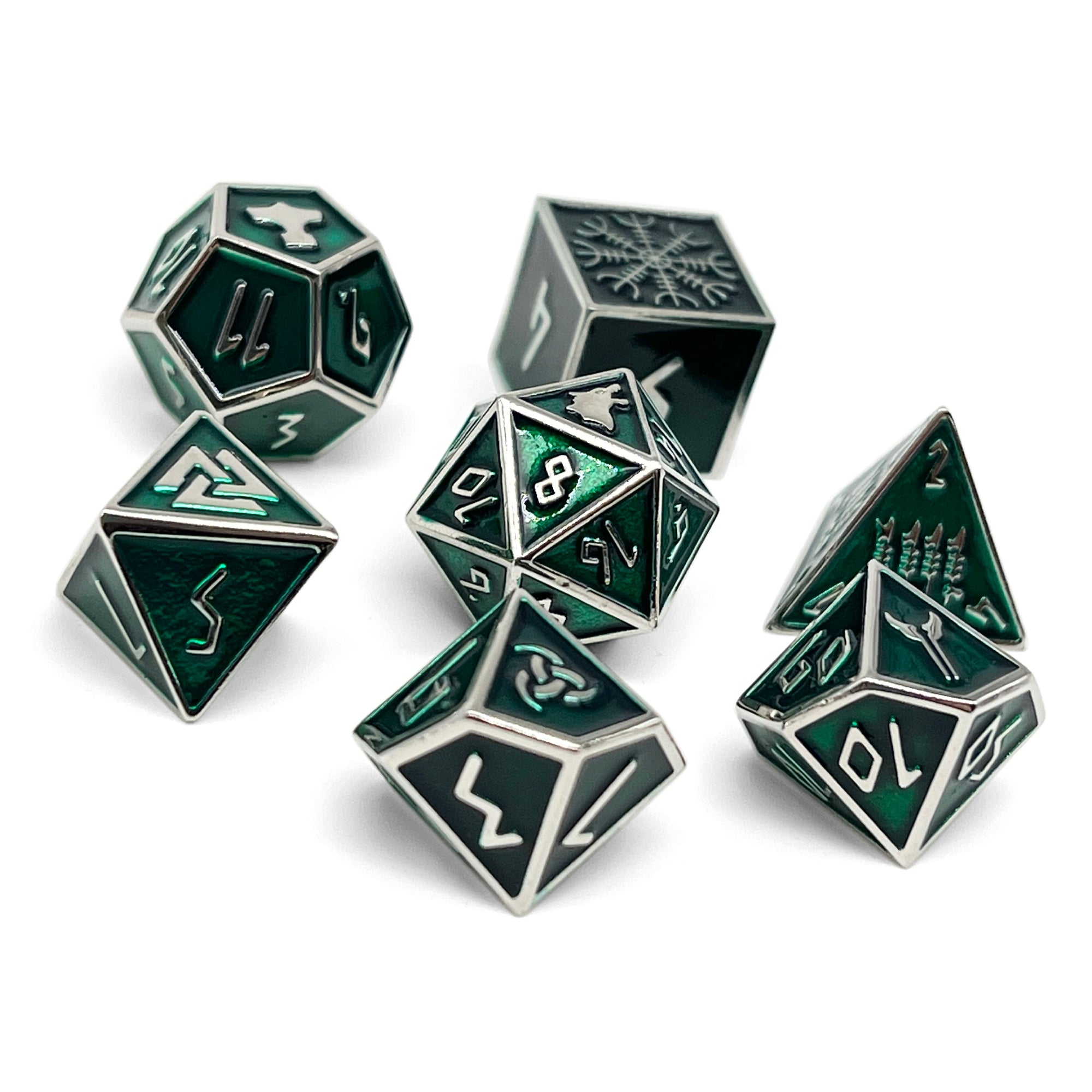Loki TM- Norse Themed Metal Dice Set-Zinc Alloy Dice-Norse Foundry-Dungeons and Dragons-DND Dice-D20-Metal Dice Set-DND-DND Metal Dice Set-Perfect for Tabletop RPGs