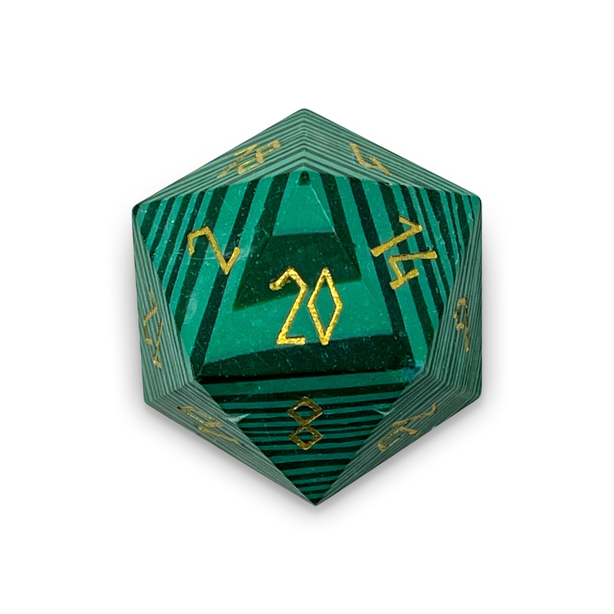 Malachite - Boulder 30mm® Gemstone Dice-Boulder-Norse Foundry-Dungeons and Dragons Dice-Gem Dice-D20-Gemstone D20-Collectible D20 Dice-Giant D20 for DnD
