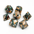Malachite Orange Imperial Jasper- 7 Piece RPG Set TruStone Dice-TruStone Dice-Norse Foundry-Gemstone Dice-Dungeons and Dragons Dice-Gem Dice-D&D Dice-Gaming Dice-Perfect for Tabletop RPGs-Dice Set
