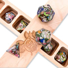 Mardi Gras Imperial Jasper - 7 Piece RPG Set TruStone Dice-TruStone Dice-Norse Foundry-Gemstone Dice-Dungeons & Dragons Dice-Gem Dice-DnD Dice-Gaming Dice-Perfect for Tabletop RPGs-Dice Set