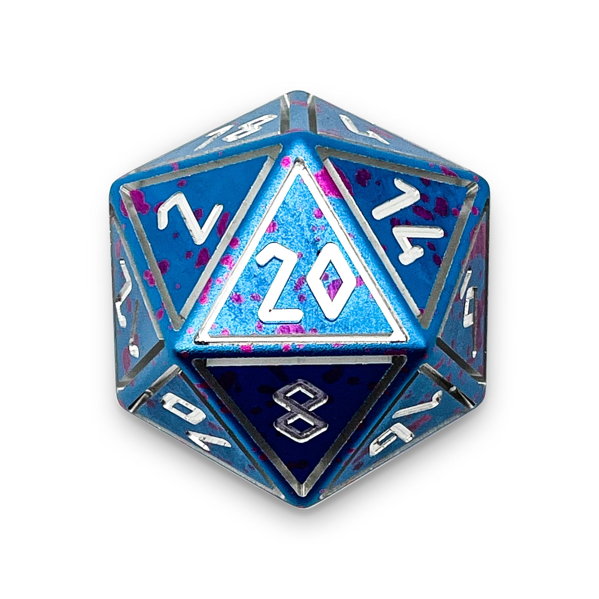Miami Dice - Nimbus™ Boulder® 55mm 6063 Aluminum Wondrous Dice-Aluminum Dice-Norse Foundry-Norse Foundry-aluminum dice-dungeons & dragons-d&d dice-rpg dice-d20-d&d-55mm-oversize-boulder-perfect for tabletop rpgs