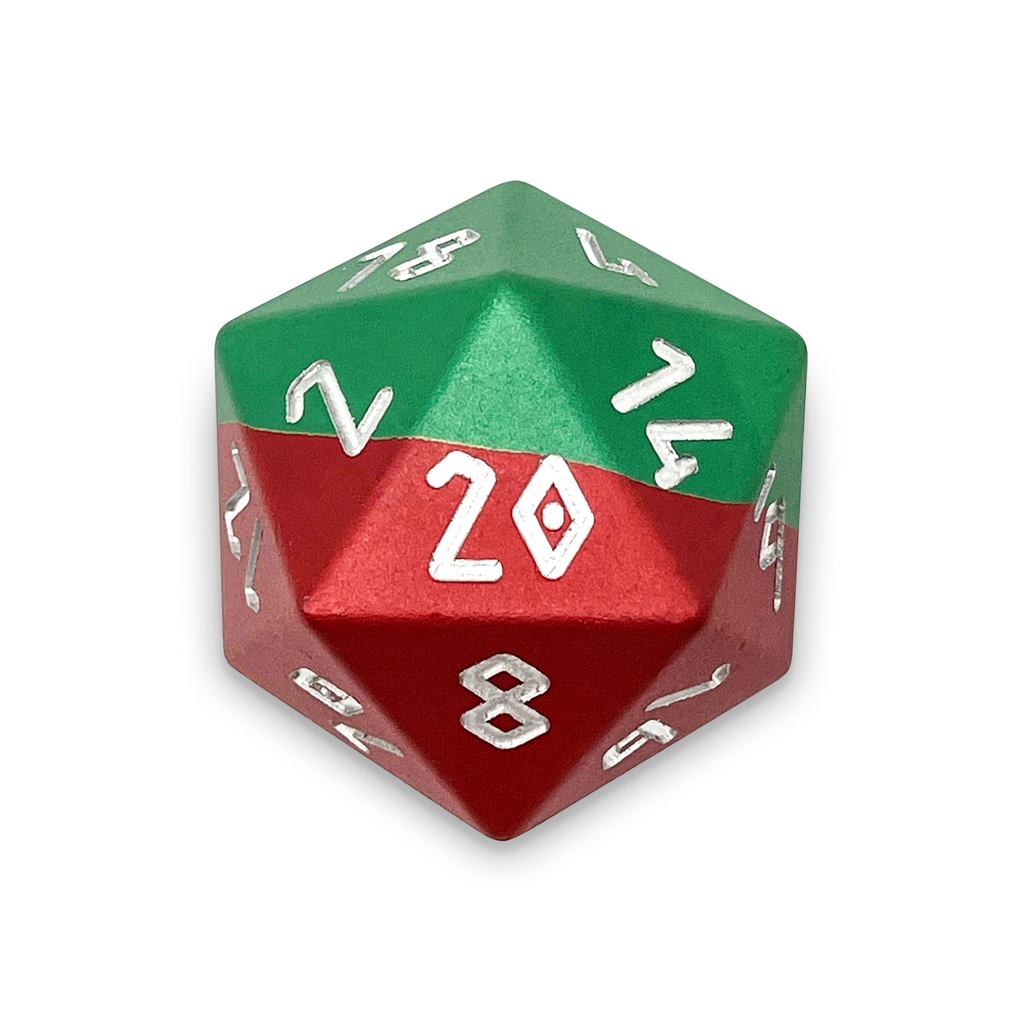 Mistletoe - Boulder® 55mm 6063 Aluminum Hybrid Dice-Aluminum Dice-Norse Foundry-Norse Foundry-aluminum dice-dungeons & dragons-d&d dice-rpg dice-d20-d&d-55mm-oversize-boulder-perfect for tabletop rpgs