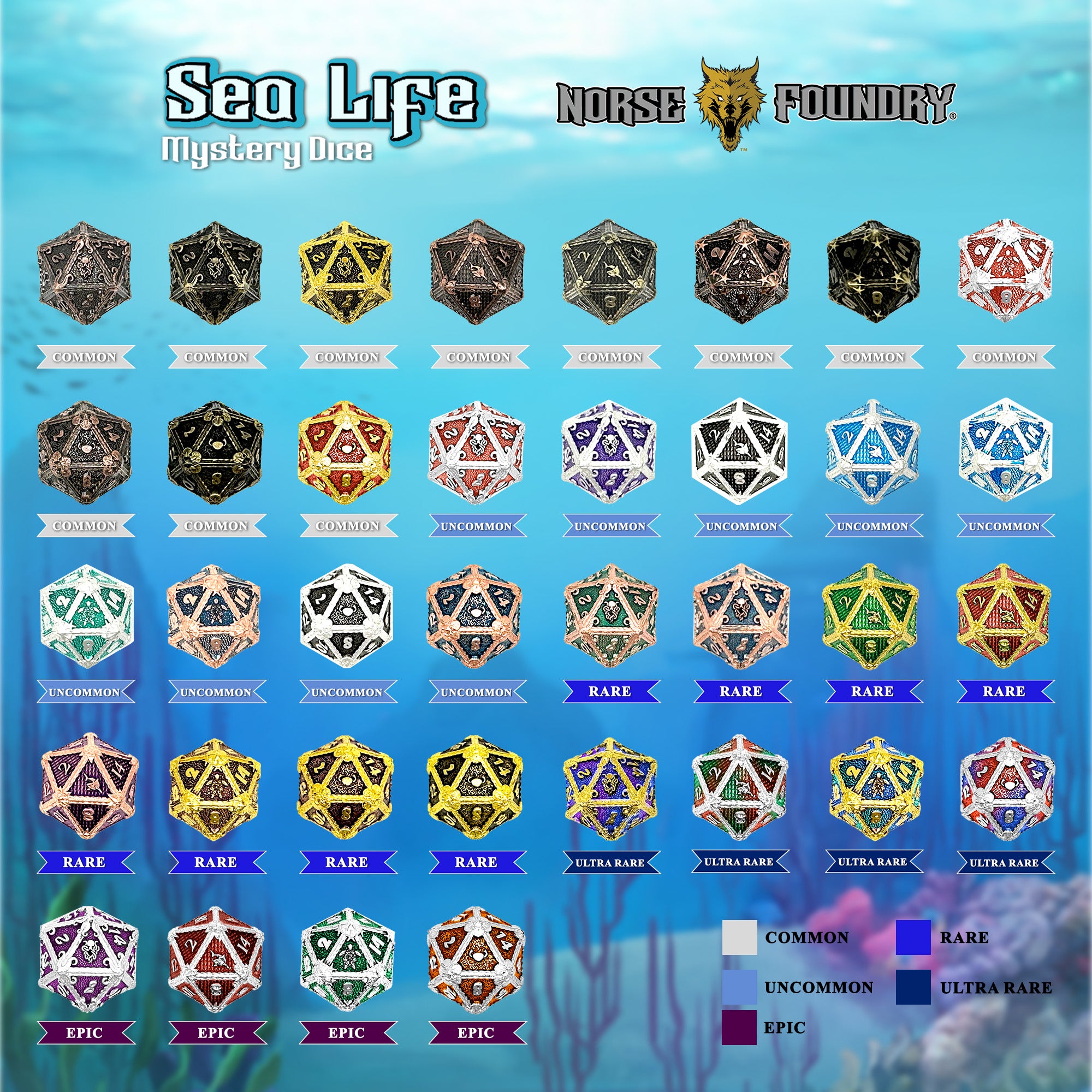 Mystery Dice Series 2 - Sea Life-Norse Foundry-d20-dice-dungeons and dragons-d&d-dnd d20-dungeons & dragons-mystery deal