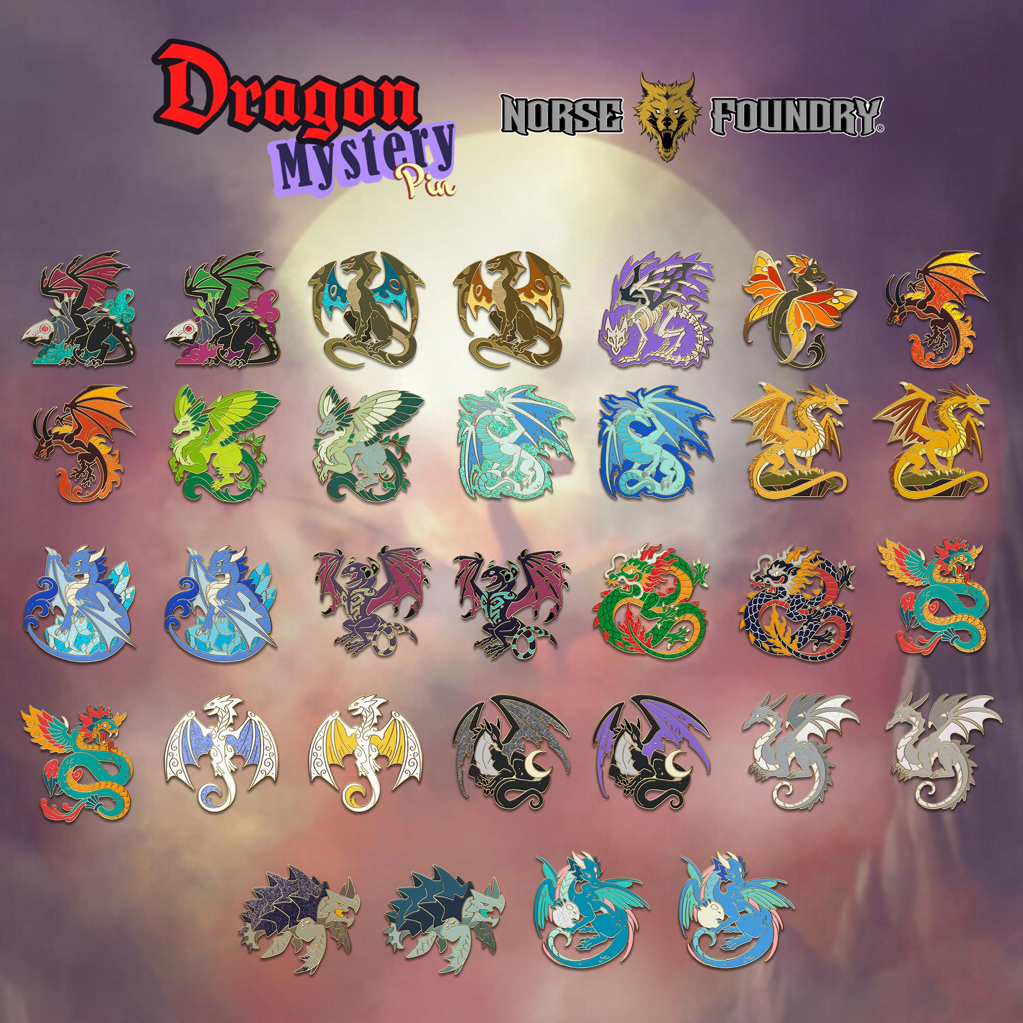 Mystery Dragon Pin - Case of 20-Enamel Pin-Norse Foundry-D&D Enamel Pin-D&D Pin-Dungeons and Dragons Enamel Pin-D&D Accessories
