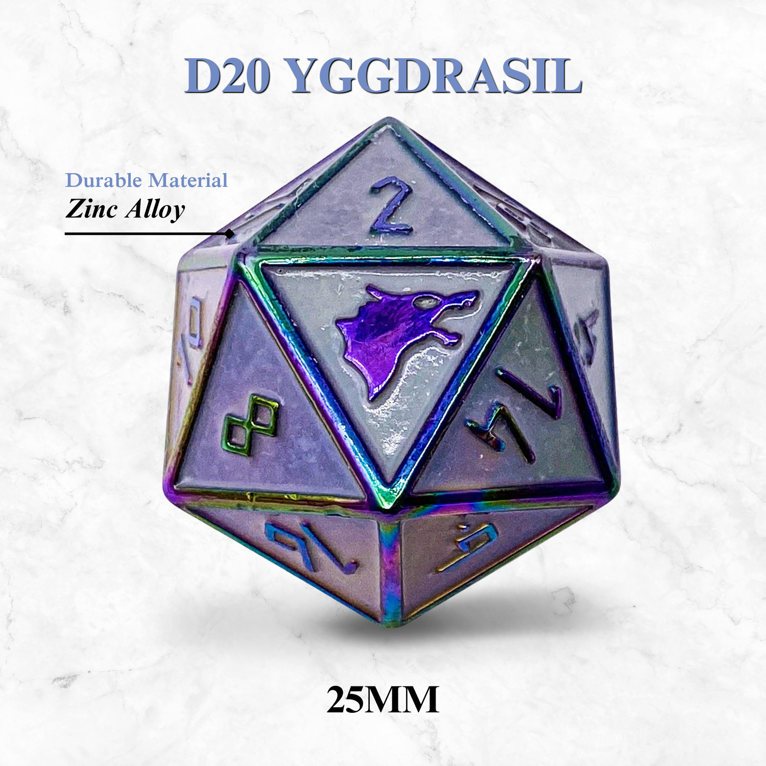 Norse Foundry Runestones™ - 25mm D20 - Yggdrasil-Dice-Norse Foundry-Norse Foundry-dungeons & dragons-d&d dice-rpg dice-d20-metal dice-d&d-25mm-perfect for tabletop rpgs