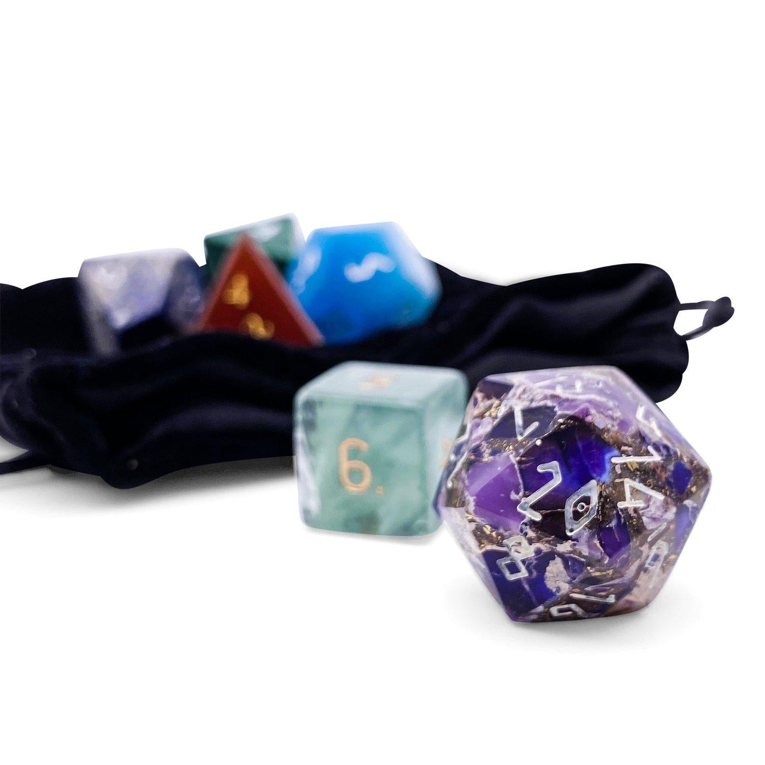Oddball Dice - 7 Piece RPG Set Gemstone Dice-Gemstone Dice-Norse Foundry-Gemstone Dice-Dungeons and Dragons Dice-Gem Dice-DND Dice-Gaming Dice-Perfect for Tabletop RPGs-Dice Set