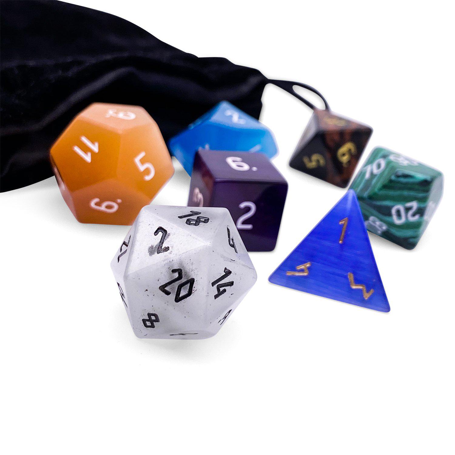 Oddball Dice - 7 Piece RPG Set Gemstone Dice-Gemstone Dice-Norse Foundry-Gemstone Dice-Dungeons and Dragons Dice-Gem Dice-DND Dice-Gaming Dice-Perfect for Tabletop RPGs-Dice Set