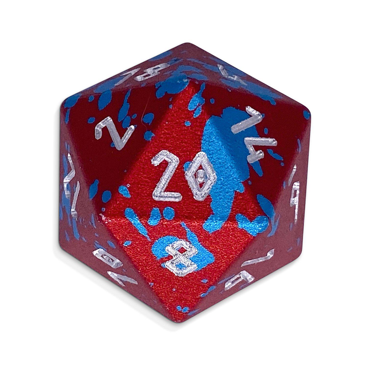 Single Wondrous Dice® D20 in Old Glory by Norse Foundry® 6063 Aircraft Grade Aluminum - NOR 02417