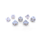 Opalite - Gold Font 7 Piece RPG Set Gemstone Dice-Gemstone Dice-Norse Foundry-Gemstone Dice-Dungeons & Dragons Dice-Gem Dice-DnD Dice-Gaming Dice-Perfect for Tabletop RPGs-Dice Set