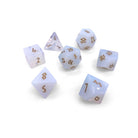 Opalite - Gold Font 7 Piece RPG Set Gemstone Dice-Gemstone Dice-Norse Foundry-Gemstone Dice-Dungeons & Dragons Dice-Gem Dice-DnD Dice-Gaming Dice-Perfect for Tabletop RPGs-Dice Set