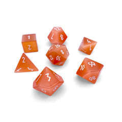 Orange Cats Eye - 7 Piece RPG Set Glass Dice