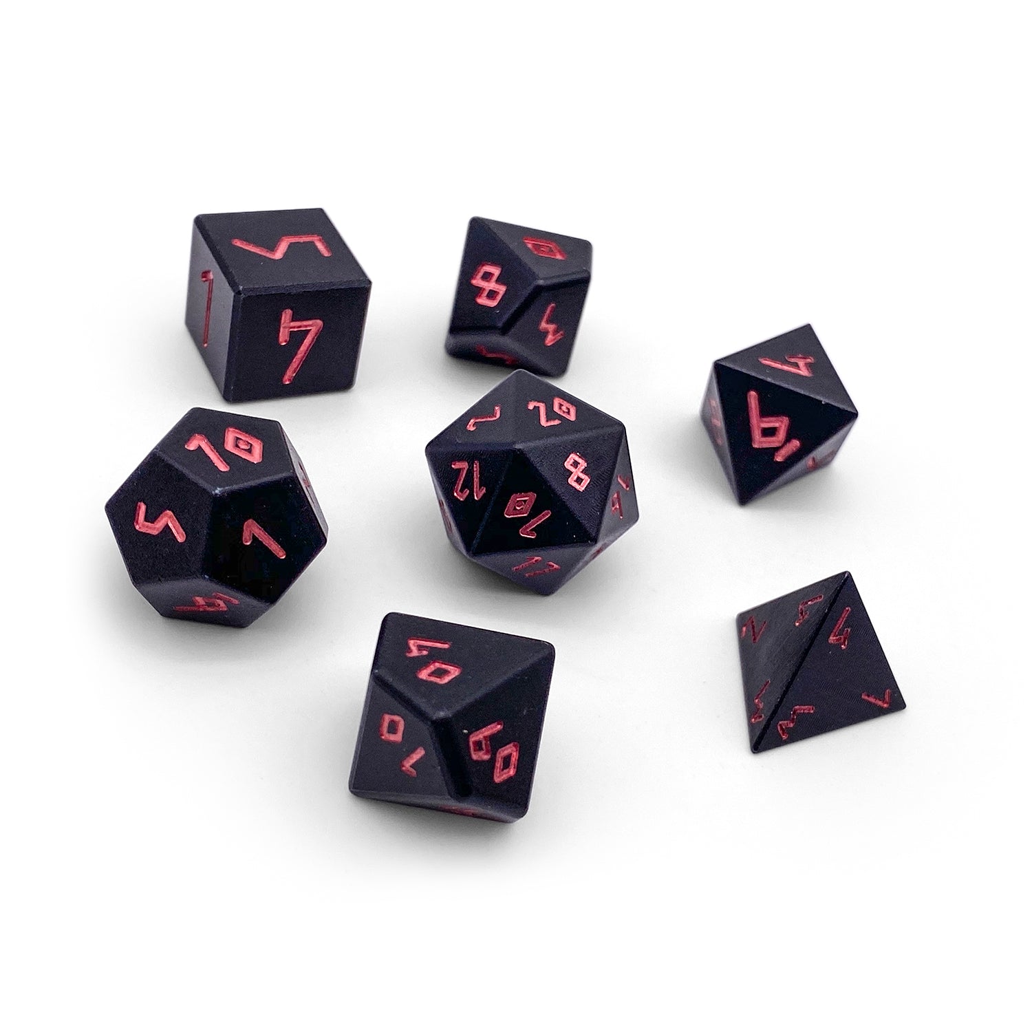 Orb of Fire - 7 Piece RPG Set 6063 Aluminum Orb Series™ Dice-Dice-Norse Foundry-Norse Foundry-aluminum dice-dungeons & dragons-d&d dice set-rpg dice set-aluminum d&d dice set-d&d-lightweight-perfect for tabletop rpgs