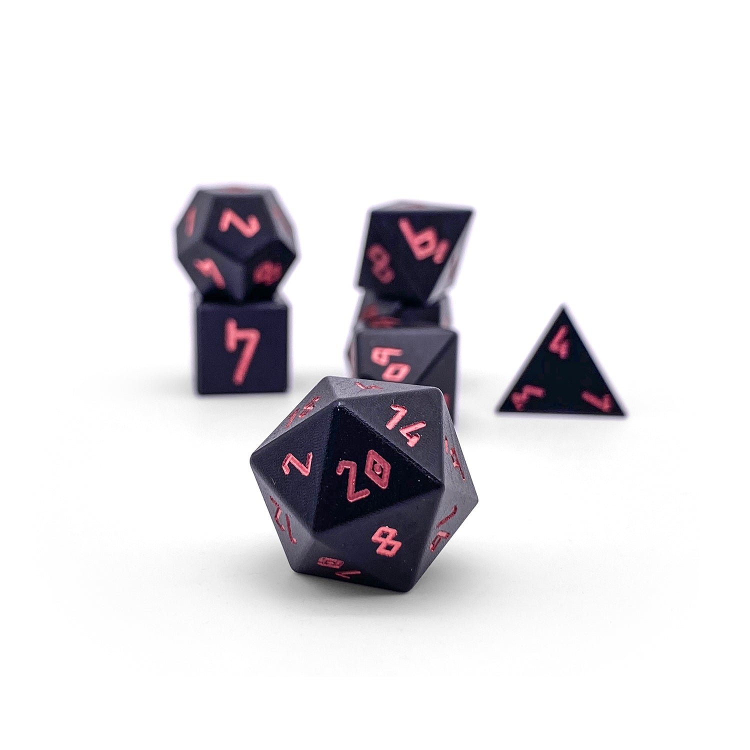 Orb of Fire - 7 Piece RPG Set 6063 Aluminum Orb Series™ Dice-Dice-Norse Foundry-Norse Foundry-aluminum dice-dungeons & dragons-d&d dice set-rpg dice set-aluminum d&d dice set-d&d-lightweight-perfect for tabletop rpgs