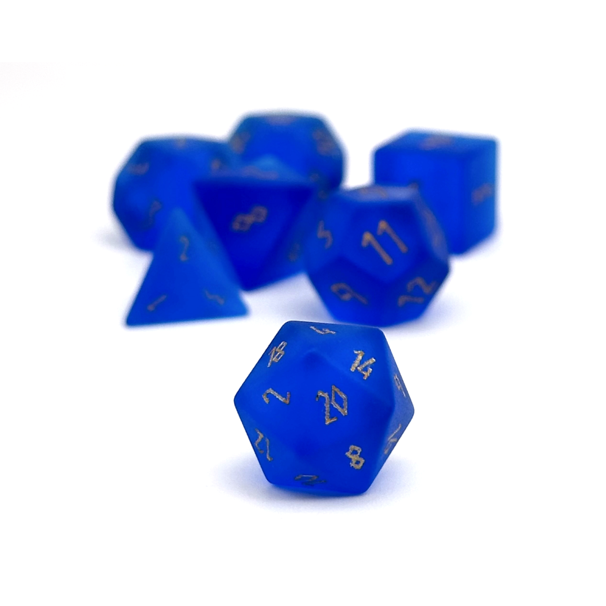Pebbles - Frosted Sapphire-Glass Dice-Norse Foundry-Norse Foundry-dungeons & dragons-d&d dice set-rpg dice set-glass dice set-d&d-mini dice set-10mm to 12mm-perfect for tabletop rpgs