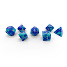 Phoenix Lapis - 7 Piece RPG Set Gemstone Dice-Gemstone Dice-Norse Foundry-Gemstone Dice-Dungeons & Dragons Dice-Gem Dice-DnD Dice-Gaming Dice-Perfect for Tabletop RPGs-Dice Set