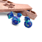 Phoenix Lapis - 7 Piece RPG Set Gemstone Dice-Gemstone Dice-Norse Foundry-Gemstone Dice-Dungeons and Dragons Dice-Gem Dice-D&D Dice-Gaming Dice-Perfect for Tabletop RPGs-Dice Set