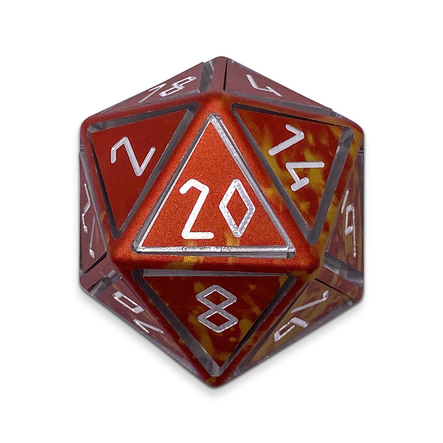 Phoenix Tears - Nimbus™ Boulder® 55mm 6063 Aluminum Wondrous Dice-Dice-Norse Foundry-Norse Foundry-aluminum dice-dungeons & dragons-d&d dice-rpg dice-d20-d&d-55mm-oversize-boulder-perfect for tabletop rpgs