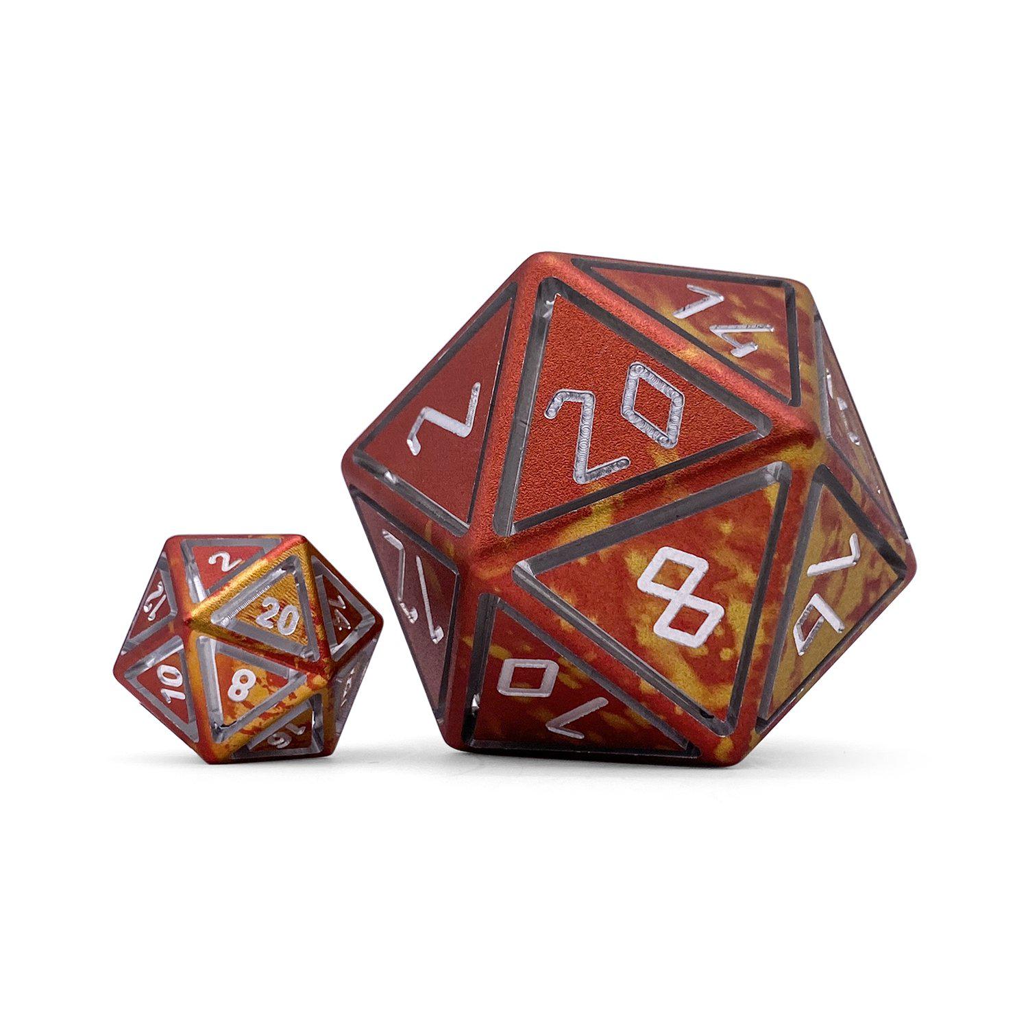 Phoenix Tears - Nimbus™ Boulder® 55mm 6063 Aluminum Wondrous Dice-Dice-Norse Foundry-Norse Foundry-aluminum dice-dungeons & dragons-d&d dice-rpg dice-d20-d&d-55mm-oversize-boulder-perfect for tabletop rpgs