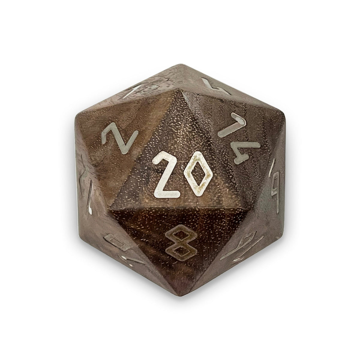 Black Walnut - Boulder with Silver Inlay 45mm Wooden Dice - NOR 02811