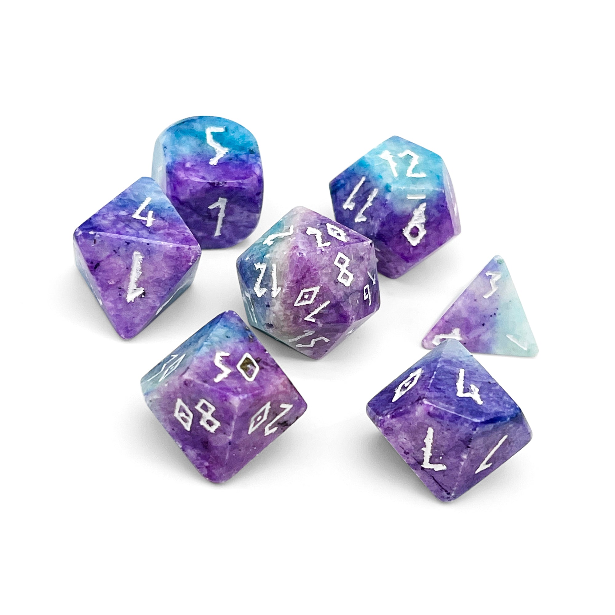 Blue/Purple Barite - 7 Piece RPG Set Gemstone Dice