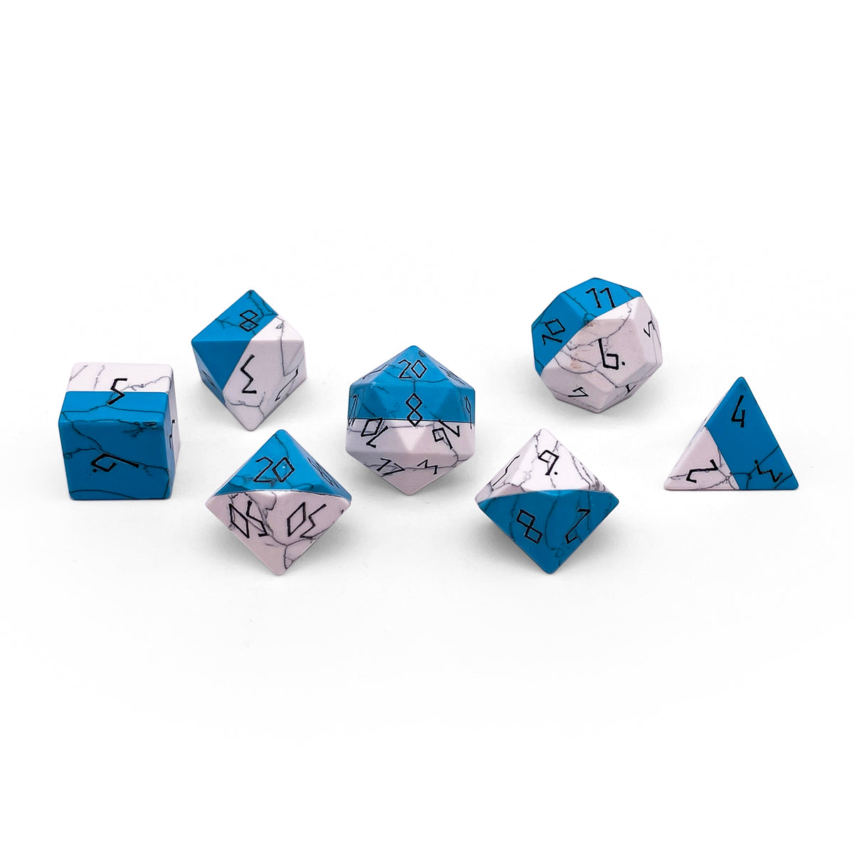 Split the Party - Blue and White Howlite 7 Piece RPG Set Gemstone Dice