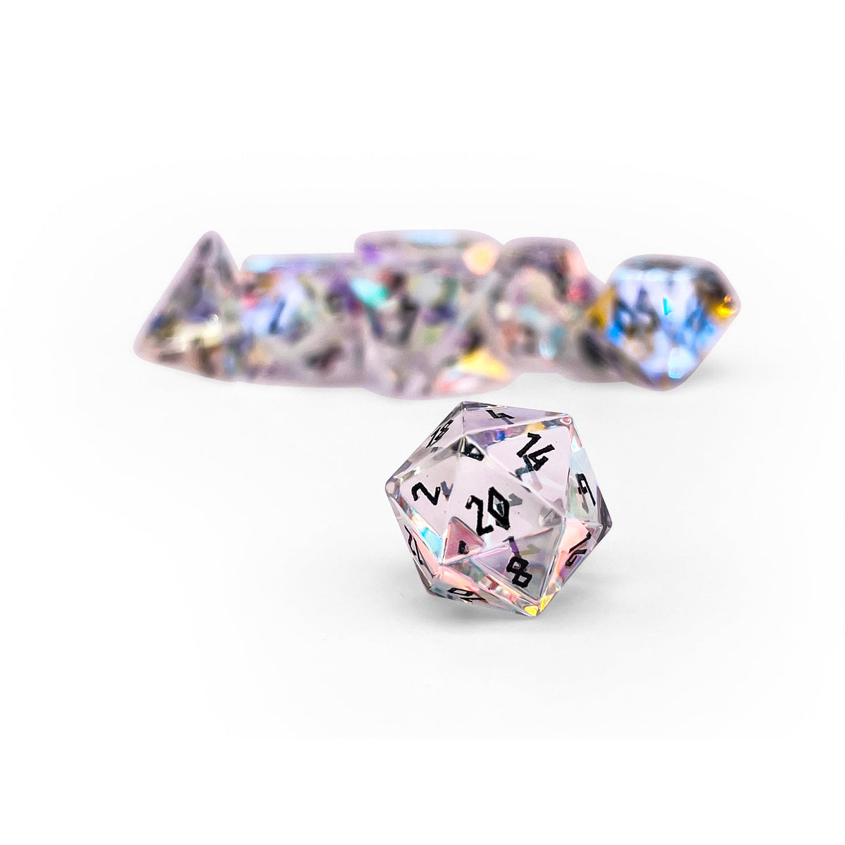 K9 Rainbow Glass - Pebble RPG Set Glass Dice - NOR 01541