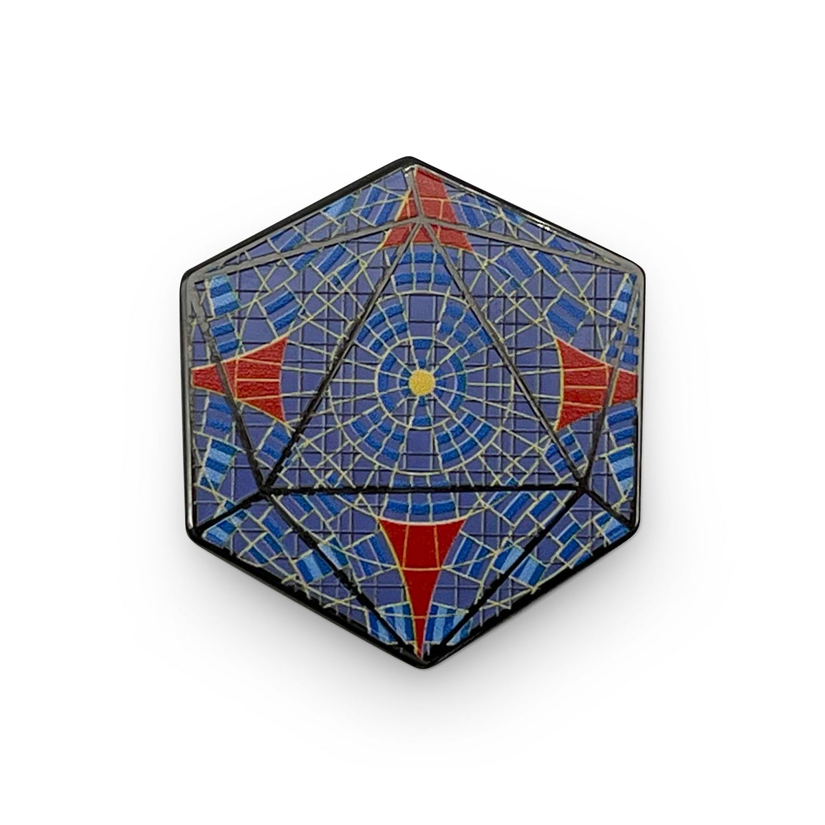 Stained Glass D20 Hex - Hard Enamel Adventure Pin Metal by Norse Foundry - NOR 03628