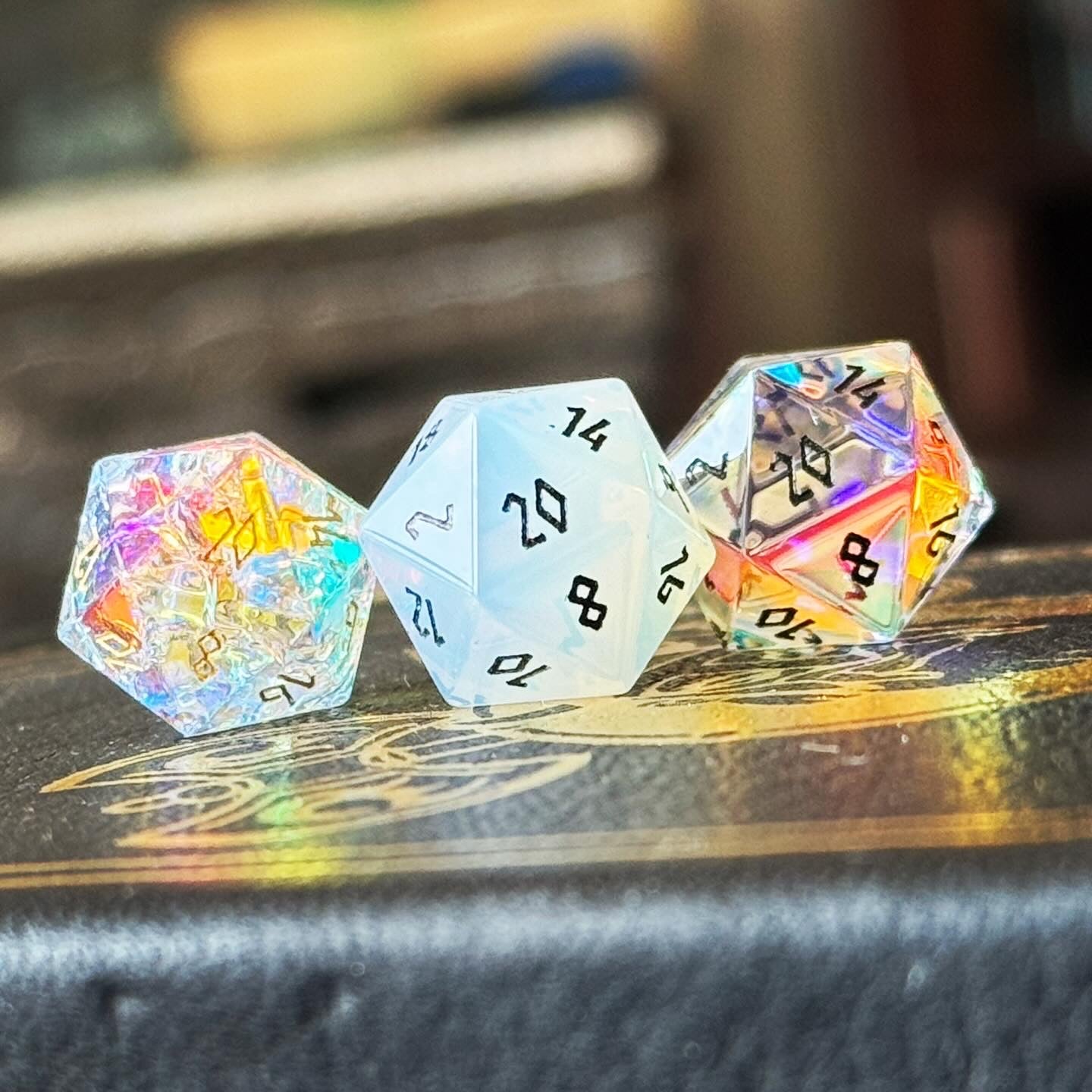 Zircon Garnet 7 Piece RPG Set Zircon Glass Dice Norse Foundry