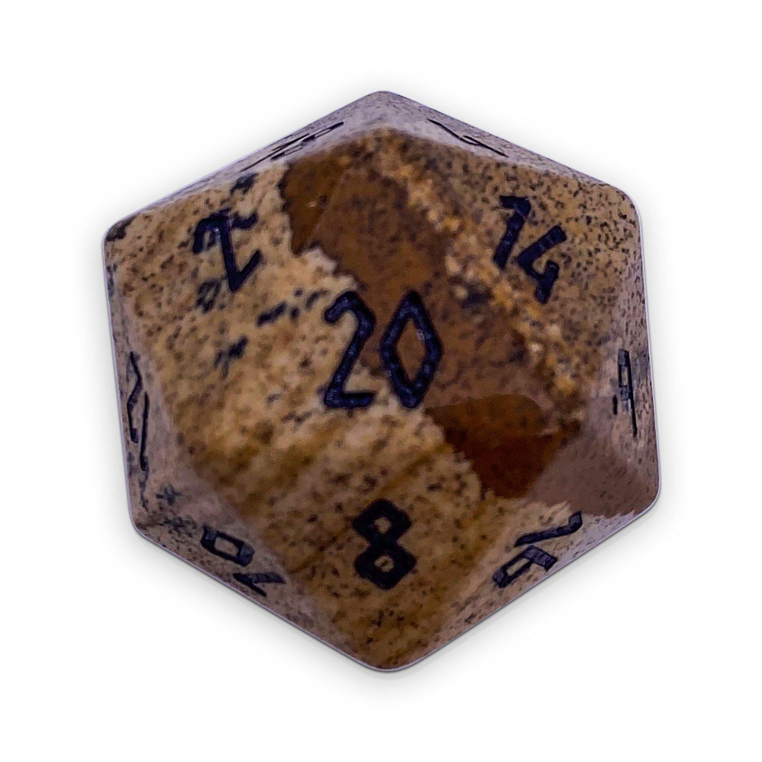 Picture Jasper - Single D20 Gemstone Dice-Gemstone Dice-Norse Foundry-Norse Foundry-dungeons & dragons-d&d dice-rpg d20-gemstone d20-d&d-d20-perfect for tabletop rpgs