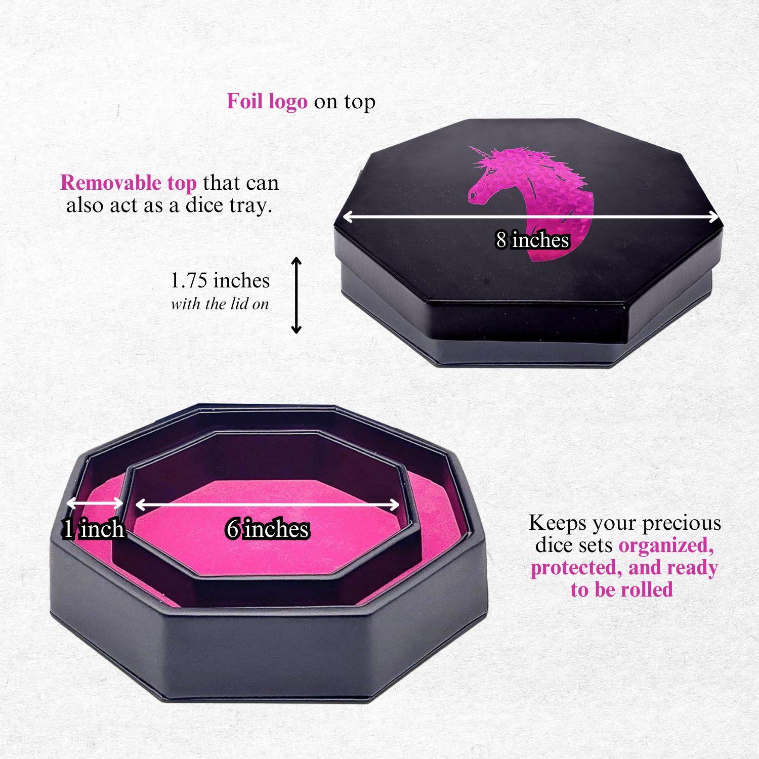 Pink Unicorn - Tray of Holding™ Dice Tray by Norse Foundry-Dice Tray-Norse Foundry-Dice Tray-DND Dice Tray-D&D Dice Tray-D&D Accessories-D&D Dice Storage