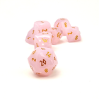 Pink Opalite w/ Gold Font – 7 Piece RPG Set Gemstone Wondrous Cut Dice – Norse Foundry – Gemstone Dice – Dungeons & Dragons Dice – DnD Dice – Gaming Dice – Perfect for Tabletop RPGs – Dice Set