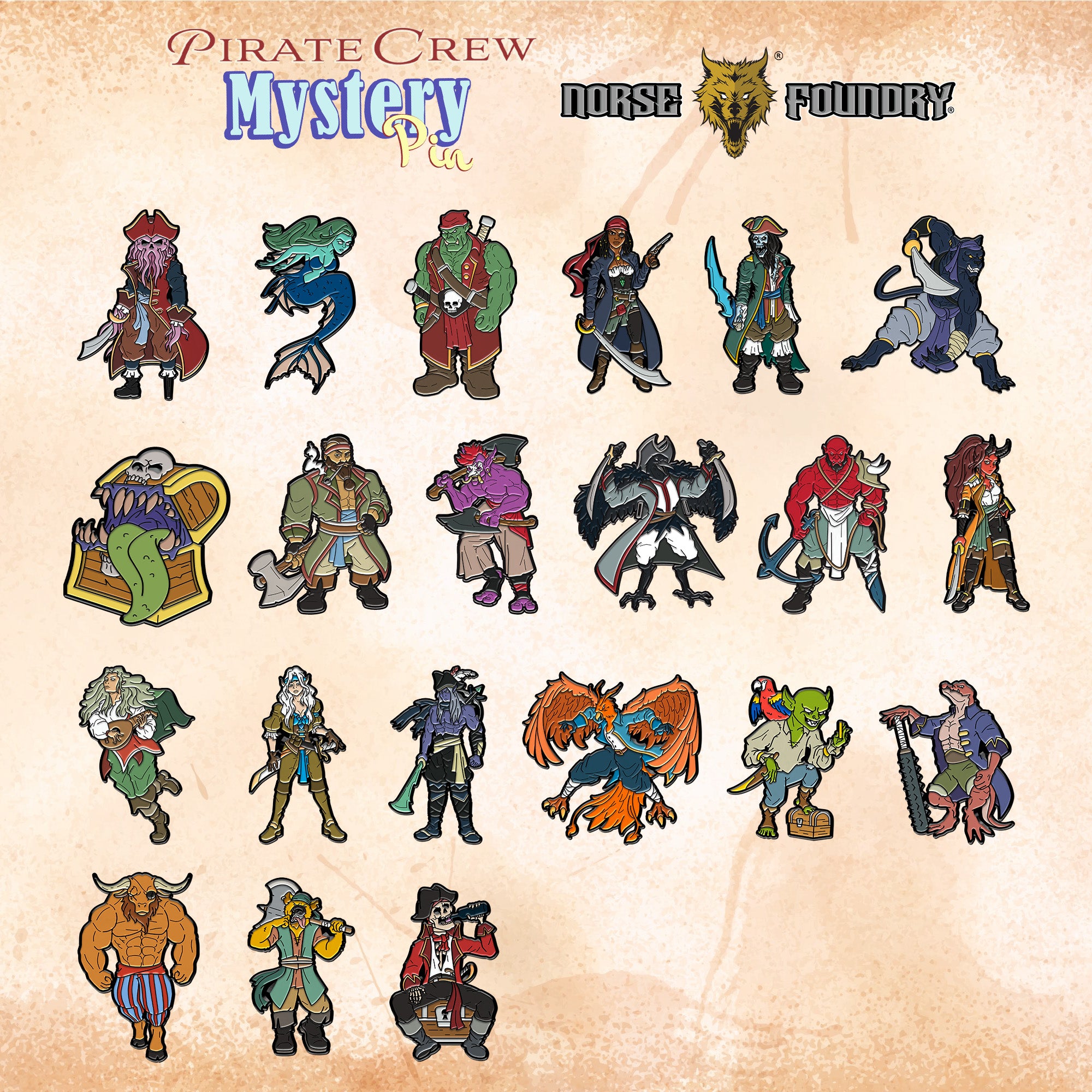 Pirate Crew - Mystery Pin-Norse Foundry-Norse Foundry-mysterypins-mystery-pins-dnd-dungeons & dragons-accessories-d&d pins