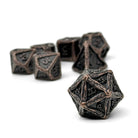 Pirate Dice - Jolly Roger 7 Piece RPG set Alloy Metal Dice-Metal - Zinc Alloy Dice-Norse Foundry-Norse Foundry-dungeons & dragons-d&d dice set-rpg dice set-d20-metal dice set-d&d-treasure chest tin-perfect for tabletop rpgs