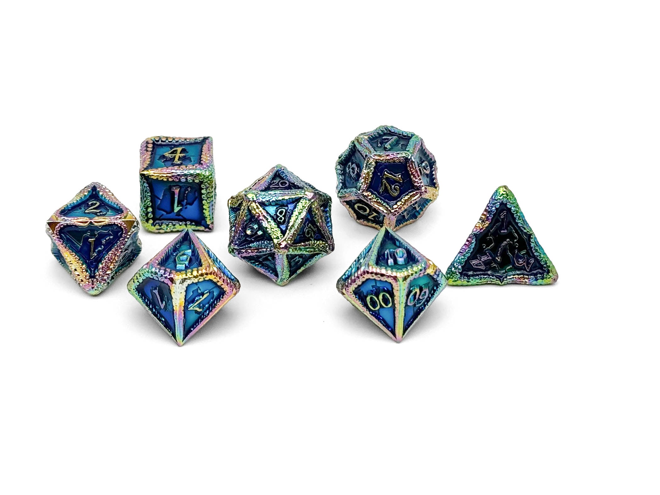 Pirate Dice - Rogue Wave 7 Piece RPG set Alloy Metal Dice-Metal - Zinc Alloy Dice-Norse Foundry-Dungeons and Dragons-D&D Dice-D20-Metal Dice Set-DnD-DnD Metal Dice Set-Perfect for Tabletop RPGs