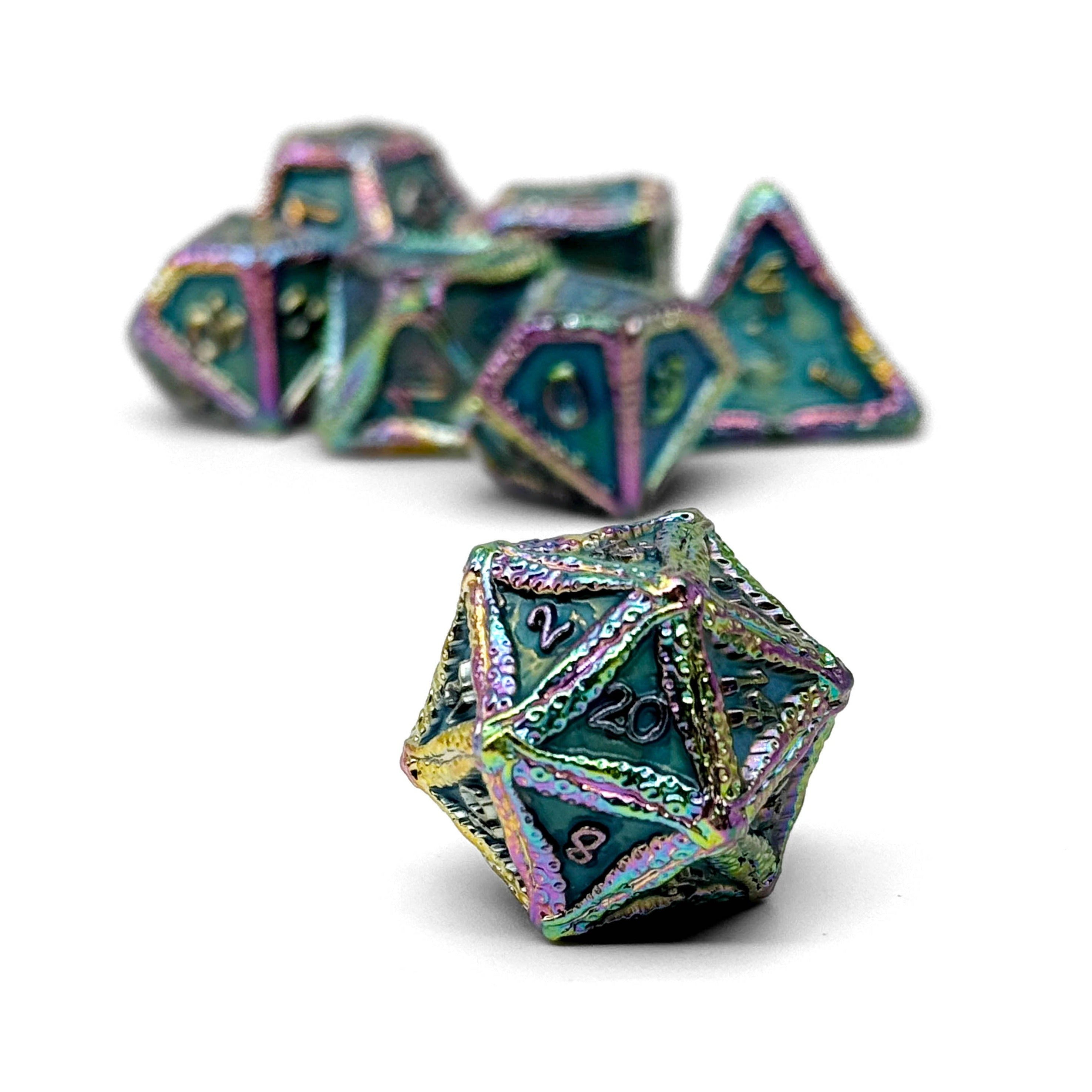 Pirate Dice - Secret Stash 7 Piece RPG set Alloy Metal Dice-Metal - Zinc Alloy Dice-Norse Foundry-Dungeons and Dragons-D&D Dice-D20-Metal Dice Set-DnD-Perfect for Tabletop RPGs