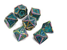 Pirate Dice - Secret Stash 7 Piece RPG set Alloy Metal Dice-Metal - Zinc Alloy Dice-Norse Foundry-Norse Foundry-dungeons & dragons-d&d dice set-rpg dice set-d20-metal dice set-d&d-treasure chest tin-perfect for tabletop rpgs
