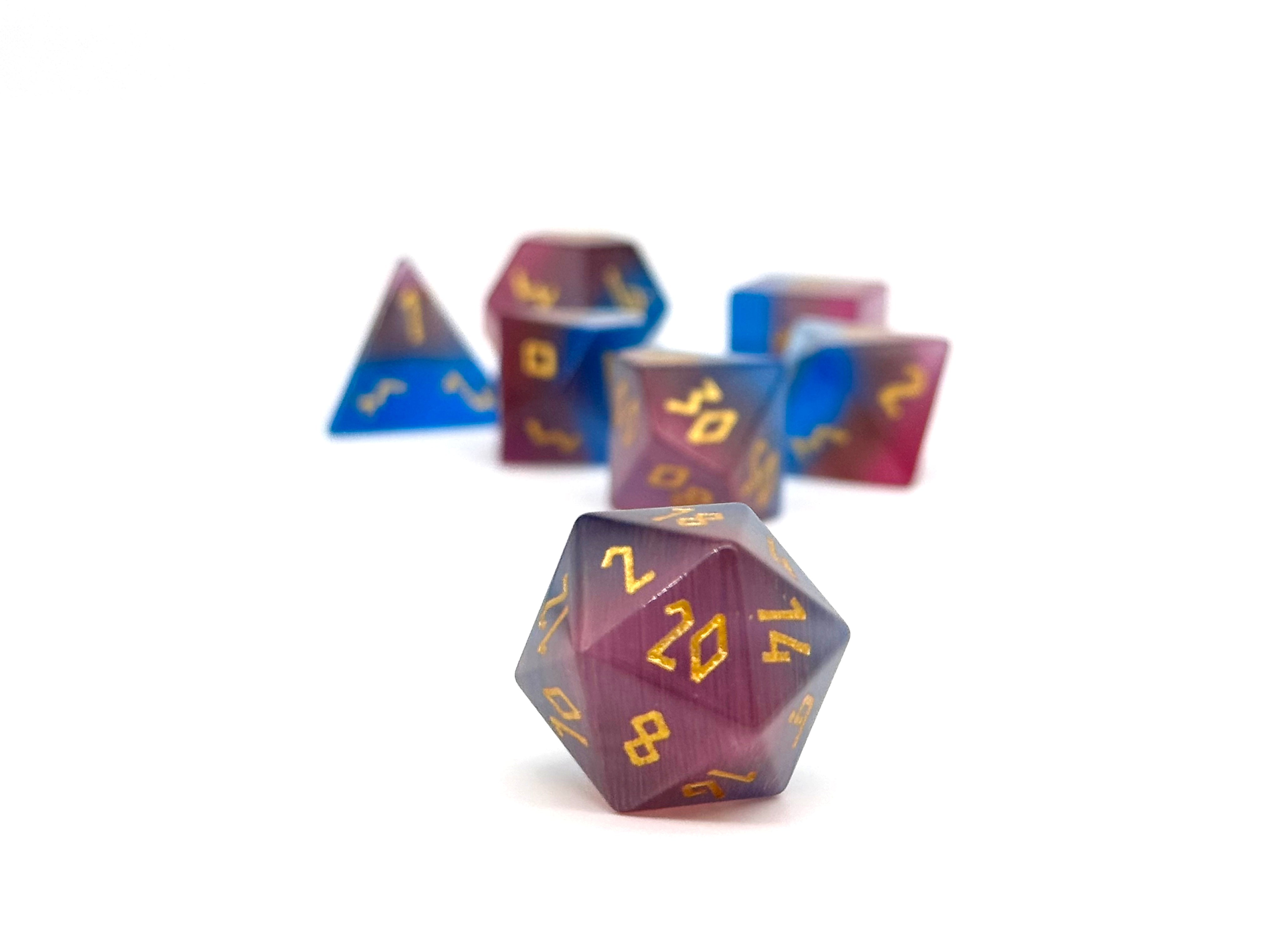 Pride Cats Eye - Bisexual-Glass Dice-Norse Foundry-dungeons and dragons-dice-dnd-d&d dice-dungeons & dragons-Pride Bisexual-Pride-Bisexual