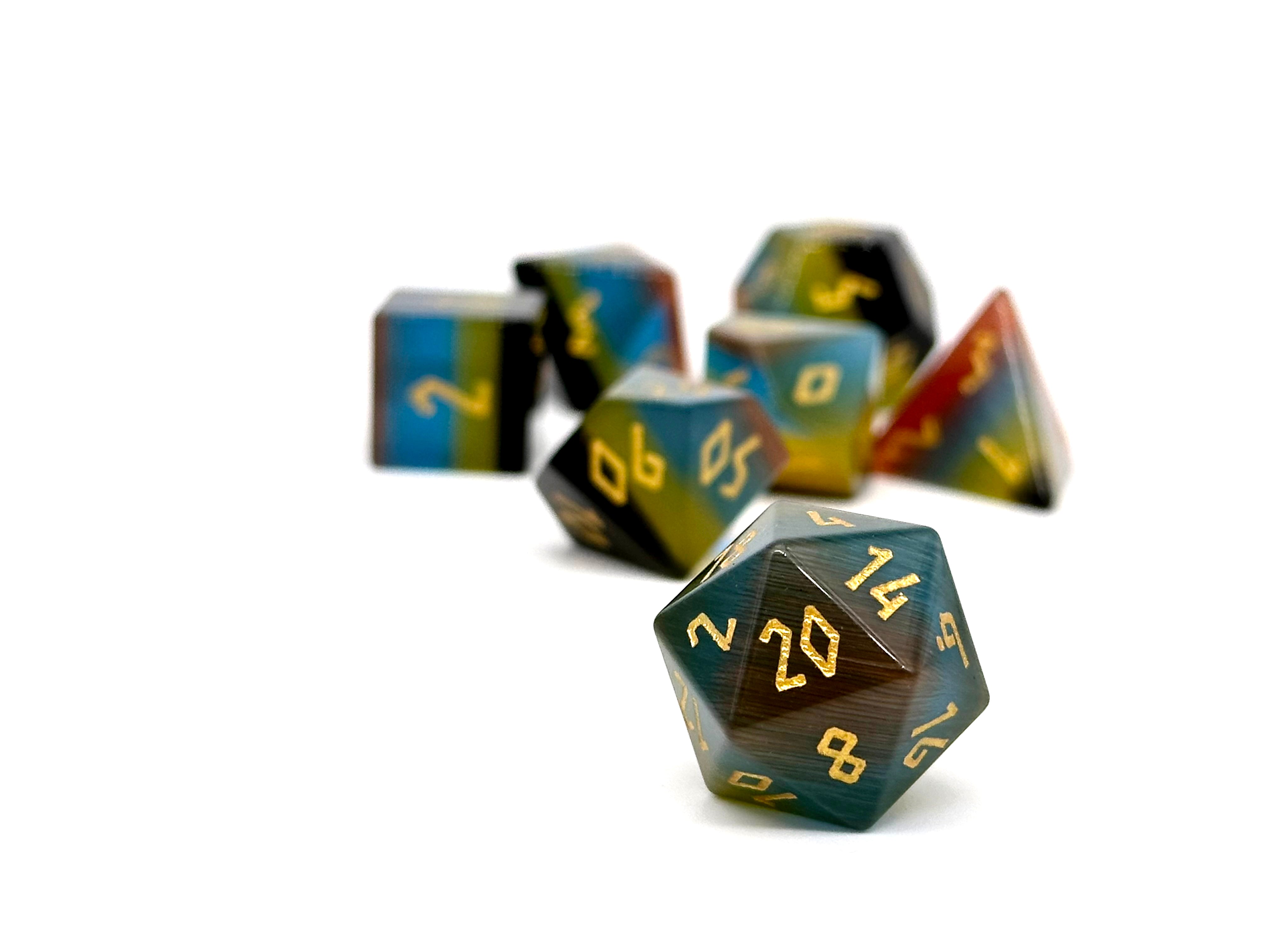 Pride Cats Eye - Poly-Glass Dice-Norse Foundry-Norse Foundry-cat's eye glass dice-dungeons & dragons-d&d dice set-rpg dice set-glass dice set-d&d-perfect for tabletop rpgs