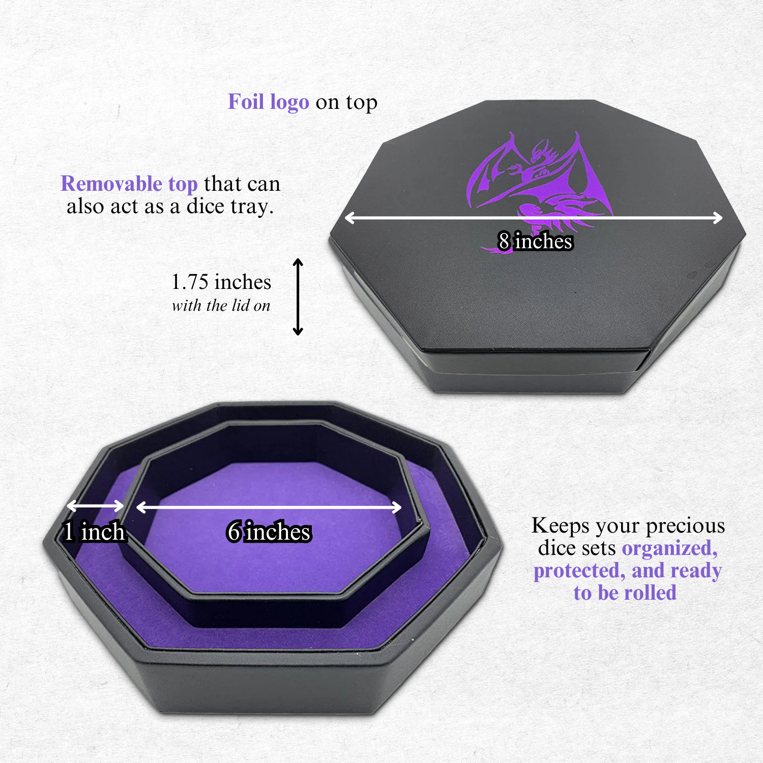 Purple Dragon Tray of Holding™ Dice Tray by Norse Foundry-Dice Tray-Norse Foundry-Dice Tray-D&D Dice Tray-D&D Dice Tray-D&D Accessories-DnD Dice Storage
