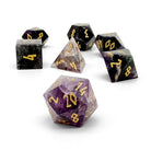 Purple Fluorite - 7 Piece RPG Set Gemstone Dice-Gemstone Dice-Norse Foundry-Gemstone Dice-Dungeons and Dragons Dice-Gem Dice-DnD Dice-Gaming Dice-Perfect for Tabletop RPGs-Dice Set