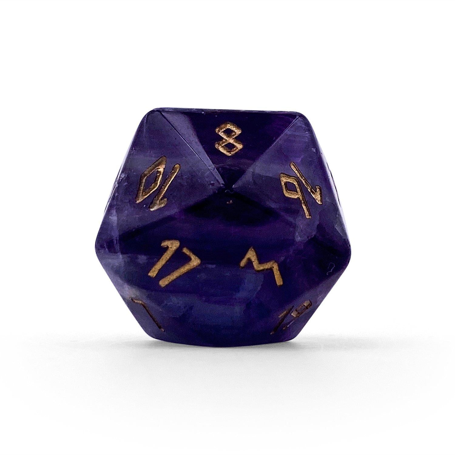 Purple Fluorite - Single D20 Gemstone Dice-Gemstone Dice-Norse Foundry-Norse Foundry-dungeons & dragons-d&d dice-rpg d20-gemstone d20-d&d-d20-perfect for tabletop rpgs