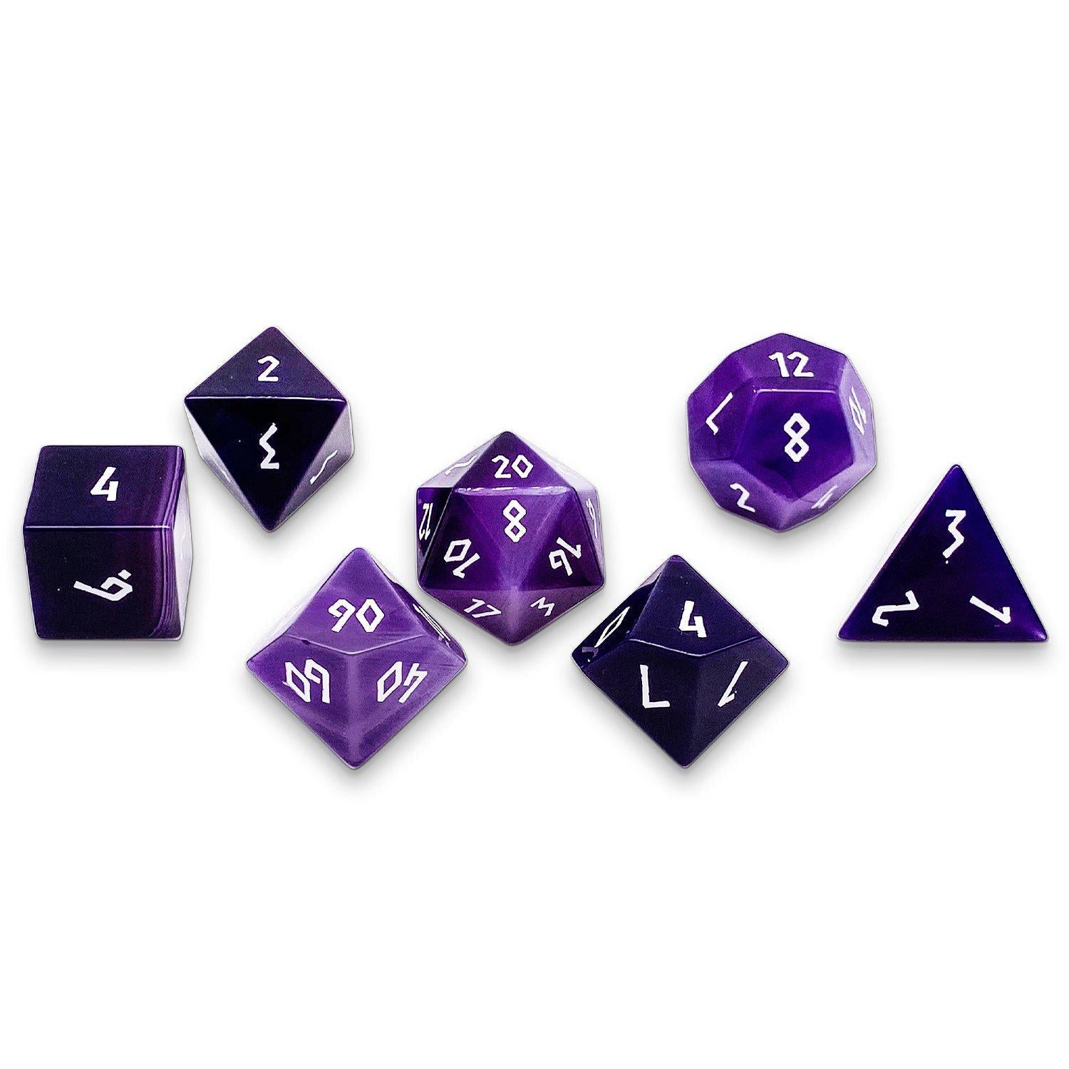 Purple Striped Agate - 7 Piece RPG Set Gemstone Dice-Gemstone Dice-Norse Foundry-Gemstone Dice-Dungeons and Dragons Dice-Gem Dice-DND Dice-Gaming Dice-Perfect for Tabletop RPGs