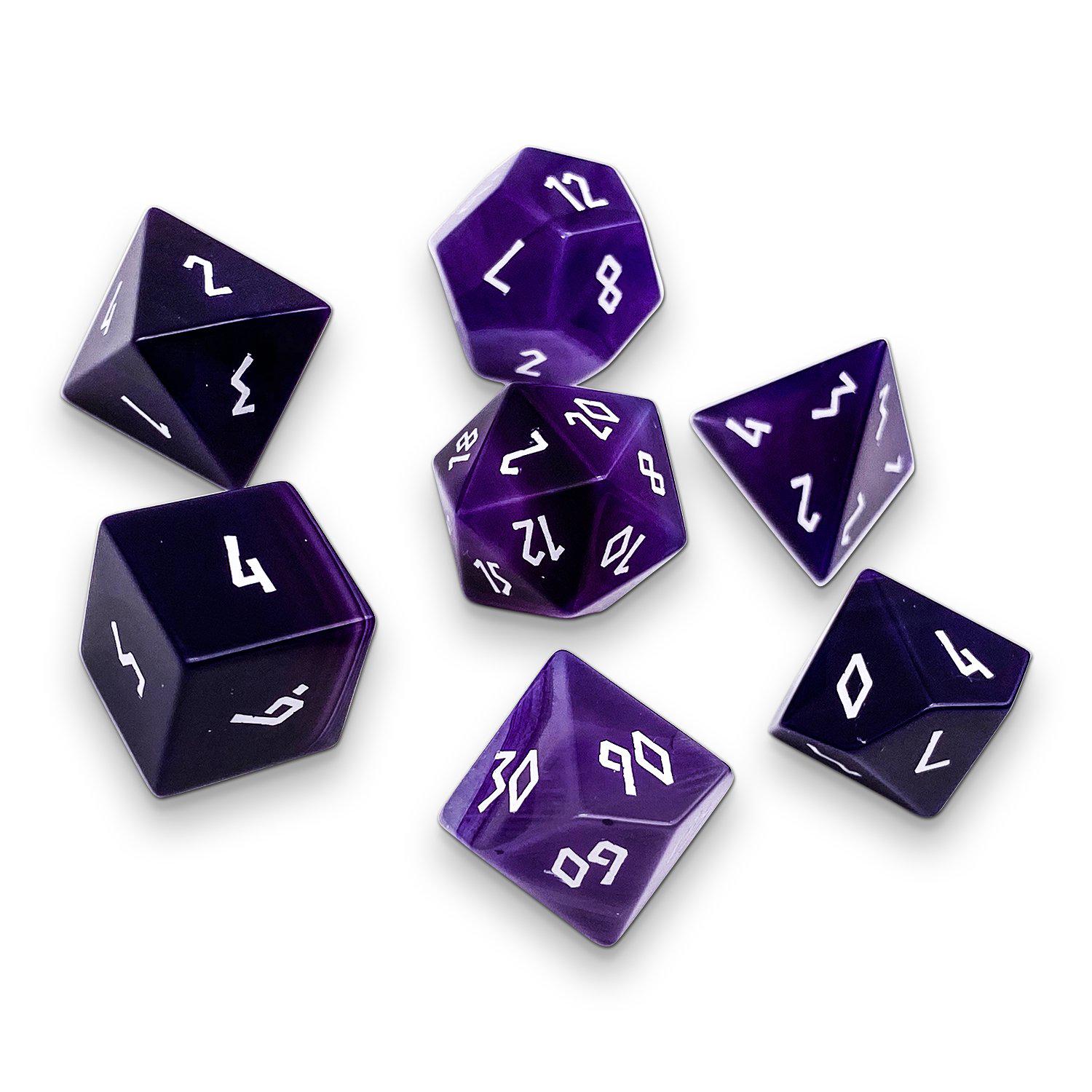 Purple Striped Agate - 7 Piece RPG Set Gemstone Dice-Gemstone Dice-Norse Foundry-Gemstone Dice-Dungeons and Dragons Dice-Gem Dice-DND Dice-Gaming Dice-Perfect for Tabletop RPGs